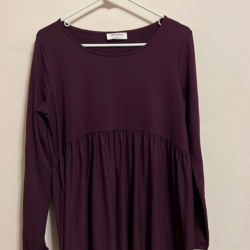 Zenana long sleeve tunic purple